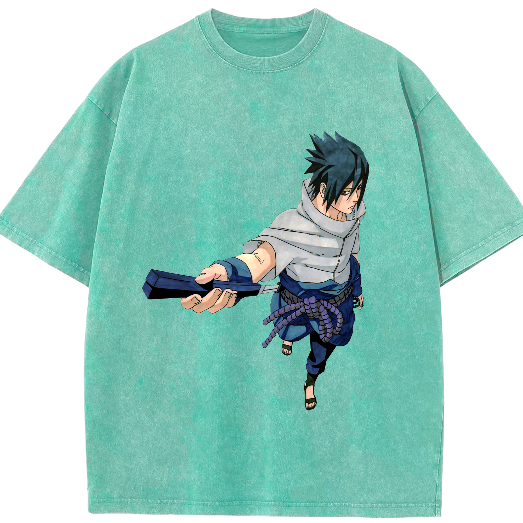 （画像用） NARUTO -ナルト- うちは サスケ Uchiha Sasuke 綿100% ヴィンテージ風 半袖Tシャツ（フロントプリント）